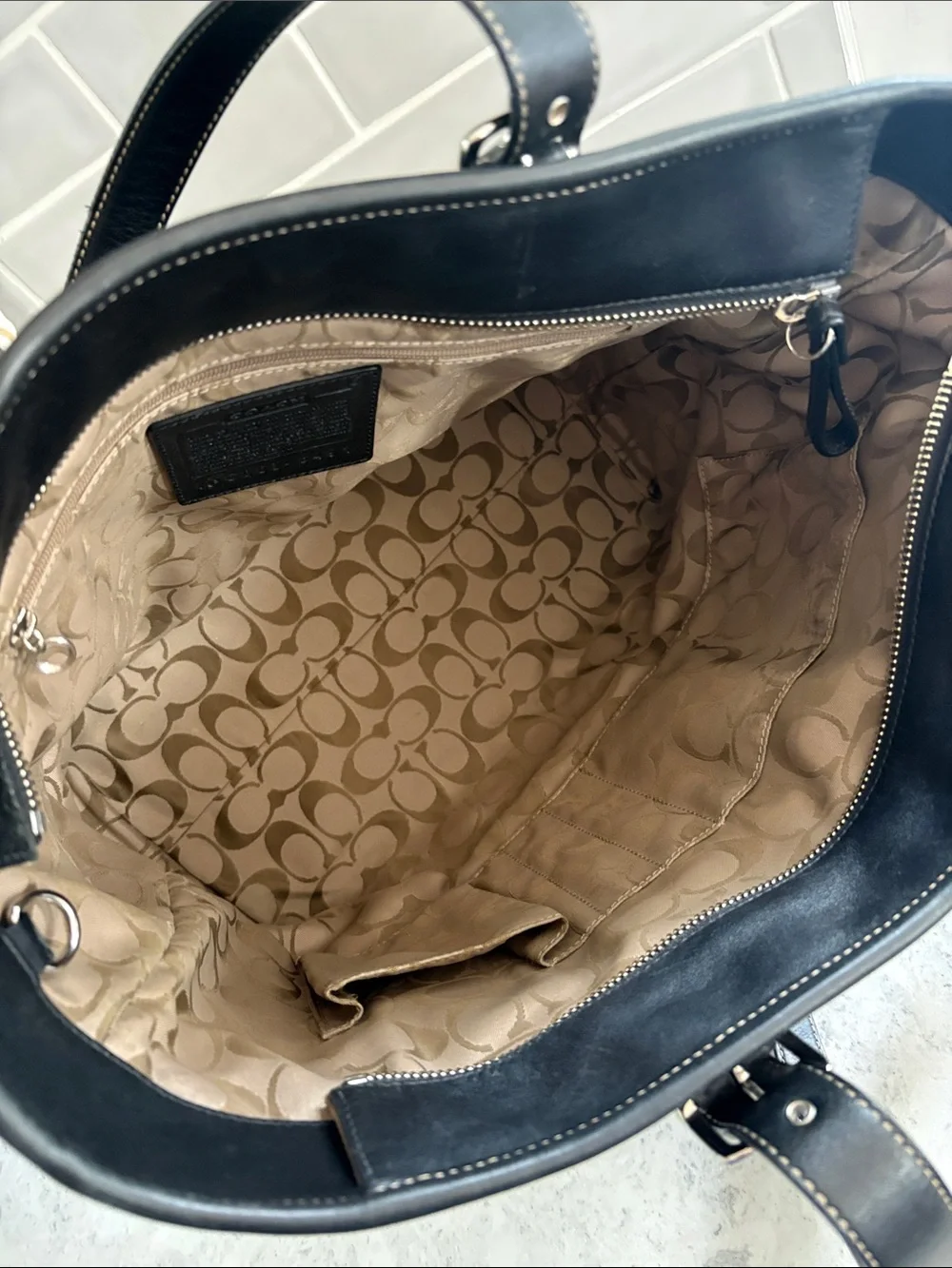 Coach Y2K Hampton black leather carryall Tote 6491 ~EXCELLENT